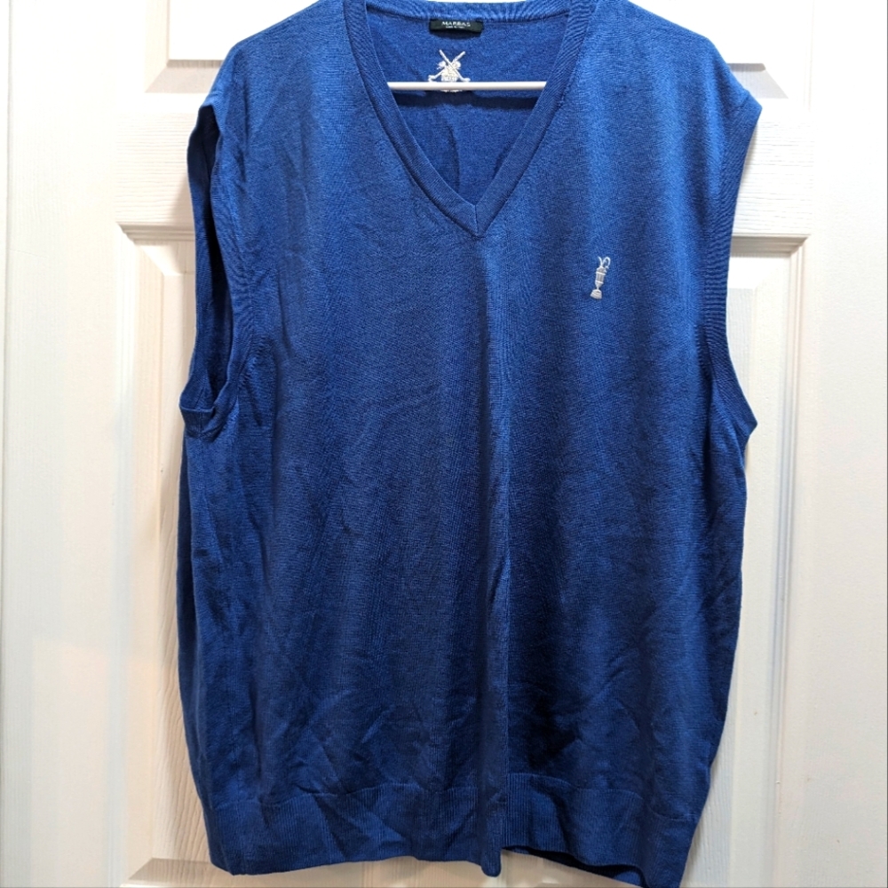 Prestwick Golf Club Marbas Golf Wool Vest Sweater Blue
